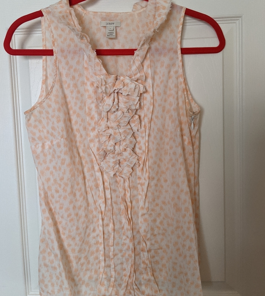 JCrew Sleeveless Ruffle Front Blouse